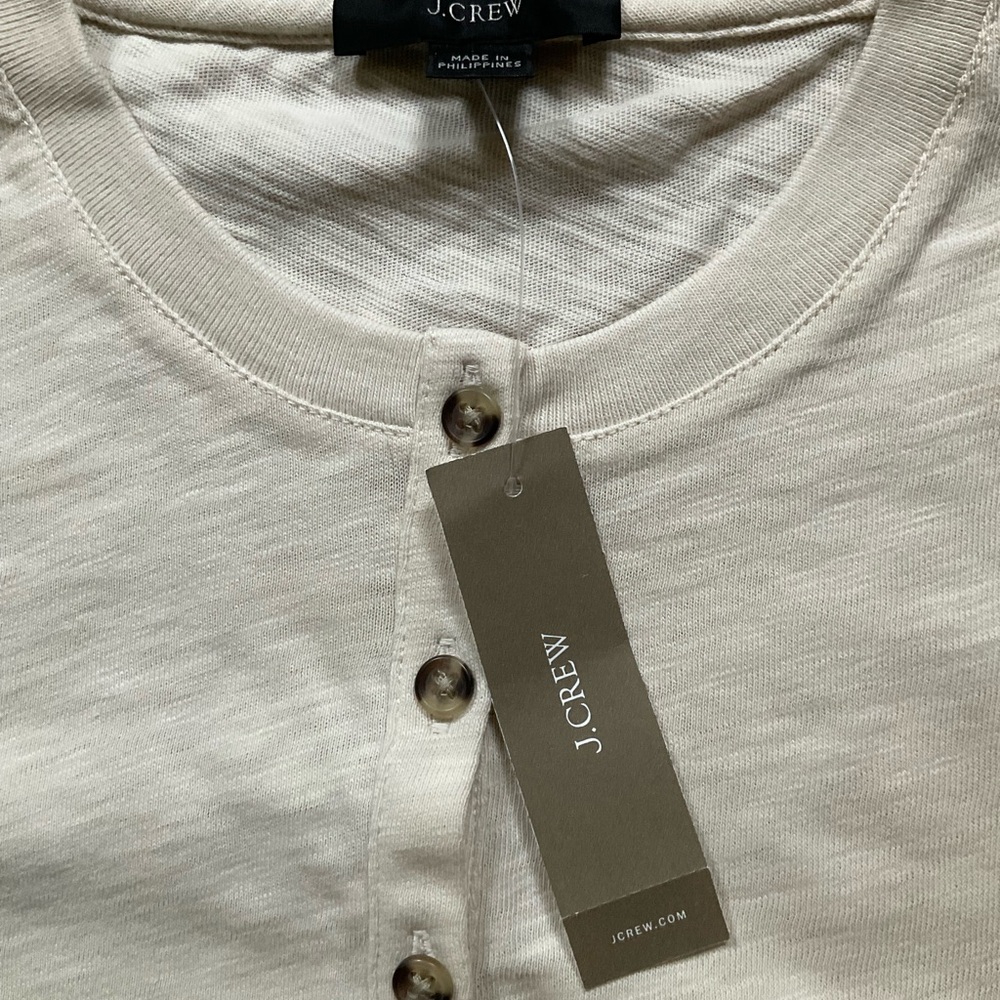 J Crew Women’s Short-Sleeve Henley Shirt in Off-White - Picture 2 of 4